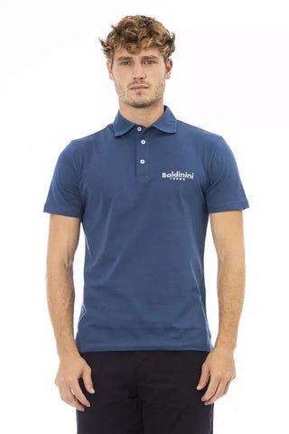 Blue Cotton Men Polo