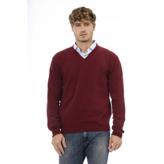 Classic Burgundy Wool V-neck Sweater