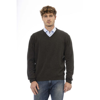 Classic Green V-neck Wool Sweater