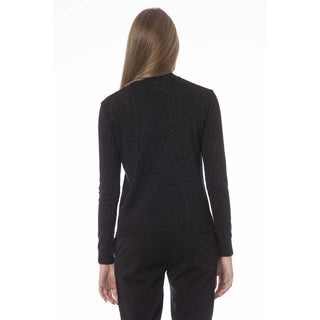 Elegant Black Turtleneck Cashmere Blend Sweater