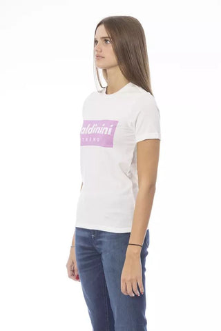 White Cotton Women T-shirt