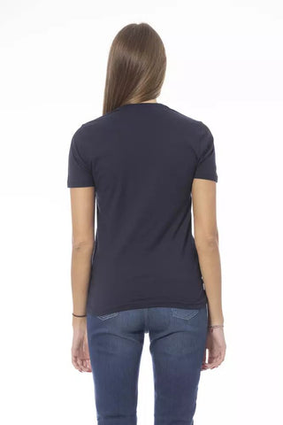 Blue Cotton Women T-shirt