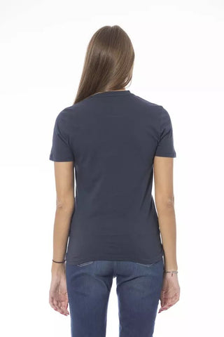 Blue Cotton Women T-shirt