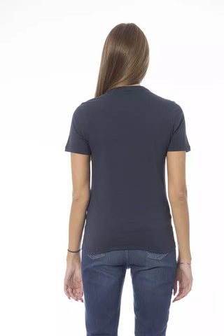 Blue Cotton Women T-shirt