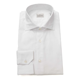 Elegant White Cotton French Collar Shirt