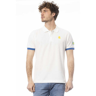 Crisp White Cotton Polo With Chest Logo