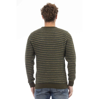 Elegant Green Crewneck Wool-blend Sweater