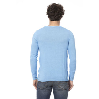 Elegant Light Blue Crewneck Cotton Sweater