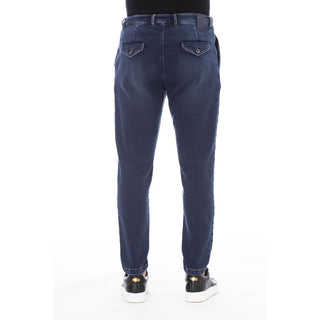 Sleek Blue Denim Jeans With Logo Detail