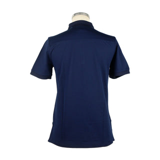 Elegant Dark Blue Cotton Polo Shirt For Women