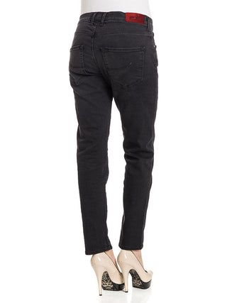 Elegant Black Karen Jeans With Pony Skin Patch