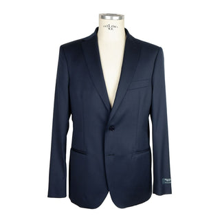 Elegant Milan Dark Blue Wool Suit