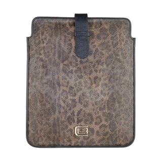 Chic Calfskin Tablet Case With Leopard Accent
