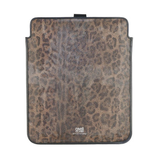 Chic Calfskin Tablet Case With Leopard Accent