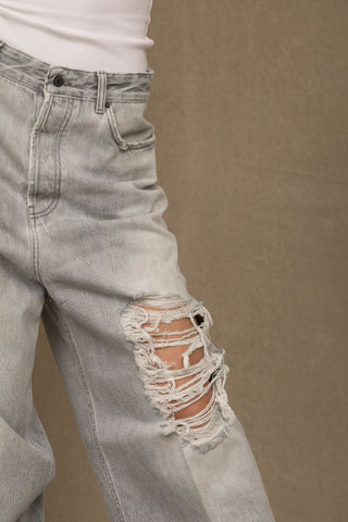 Elegance In Denim: Chic Grey Cotton Jeans