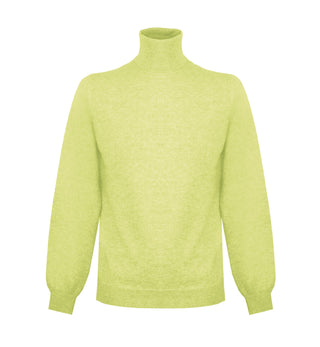 Elegant High Neck Yellow Cashmere Sweater