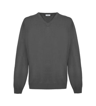 Elegant V-neck Cashmere Sweater In Magnet Gray