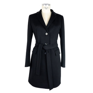 Elegant Wool Virgin Black Coat For Women