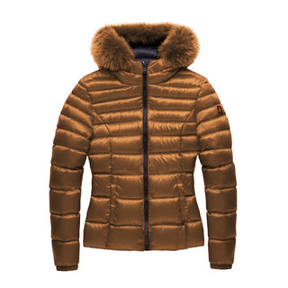 Elegant Padded Down Jacket With Fur Hood