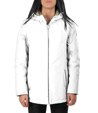 Chic White Hooded Down Jacket For Women