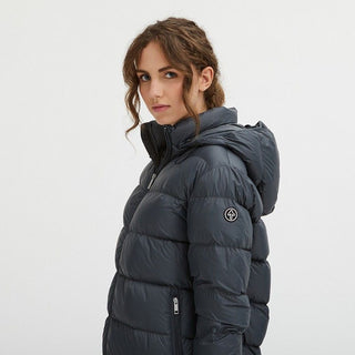 Luxurious Padded Hooded Jacket In Dark Grey