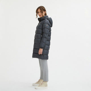 Luxurious Padded Hooded Jacket In Dark Grey