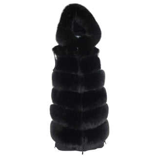 Sleeveless Wool Coat With Fox Fur Trim