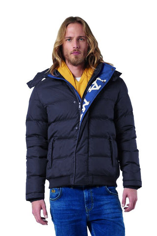 Elegant Sports Jacket With Hood In Navy Blue