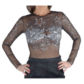 Chic Sequined Semi-transparent Body Top