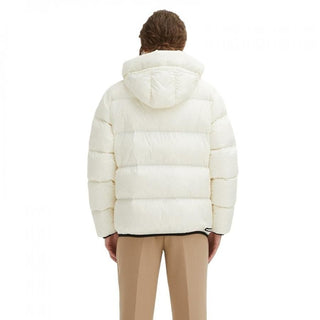 Elegant White Hooded Feather Jacket