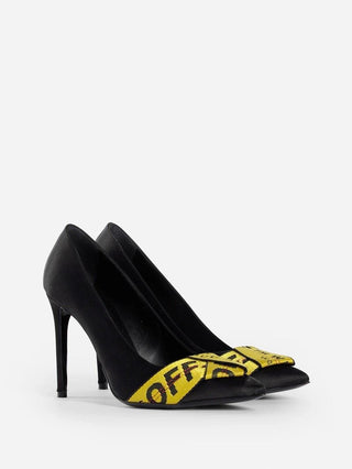 Chic Black Silk Blend Heeled Pumps