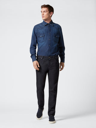 Elegant Blue Denim Regular Fit Jeans