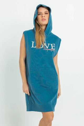 Casual Blue Maxi Hooded Camisole Dress