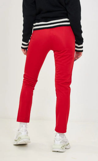 Chic Pink Stretch Trousers With Logo Patch