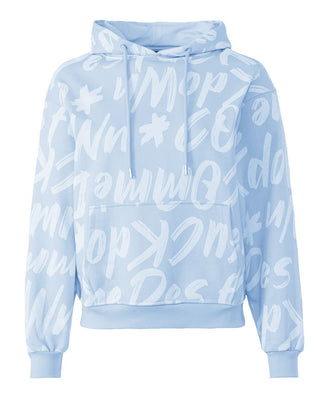 Chic Light Blue Cotton Hooded Sweatshirt