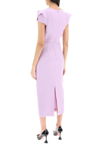 Roland Mouret Earrings Pink / 12 midi dress with draped detailing