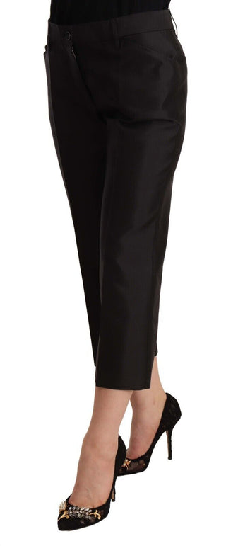 Chic Silk Cropped Trousers In Timeless Black