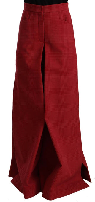 Elegant High Waist Wide Leg Pants In Red