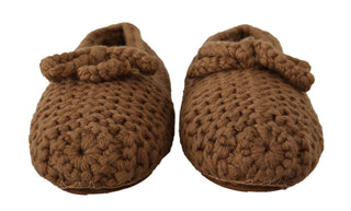 Elegant Wool Knit Ballerina Flats In Brown