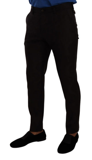 Elegant Bordeaux Slim-fit Wool Dress Pants