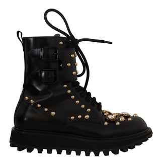 Black Crystal-studded Formal Boots