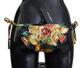 Elegant Floral Bikini Bottoms - Drawstring Closure