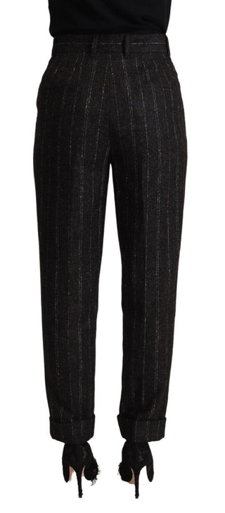 Elegant High-waisted Striped Tapered Pants