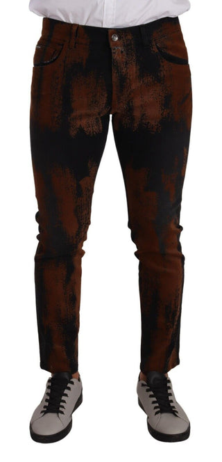 Chic Black Brown Tie-dye Slim Fit Jeans