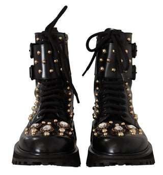 Black Crystal-studded Formal Boots