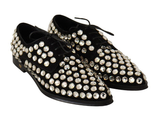 Elegant Crystal-embellished Lace-up Flats