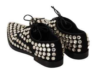 Elegant Crystal-embellished Lace-up Flats