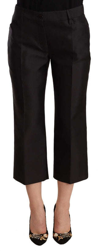 Chic Silk Cropped Trousers In Timeless Black