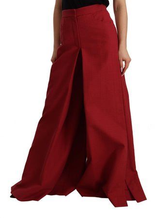 Elegant High Waist Wide Leg Pants In Red