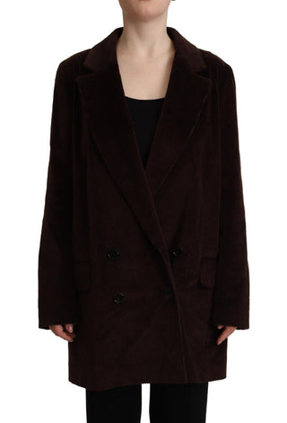 Elegant Burgundy Double-breasted Trench Coat